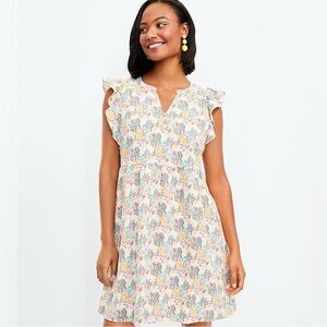 NWT LOFT Paradise Ruffle Floral Print Dress